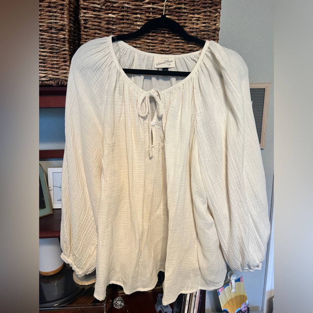 Cream long sleeve blouse